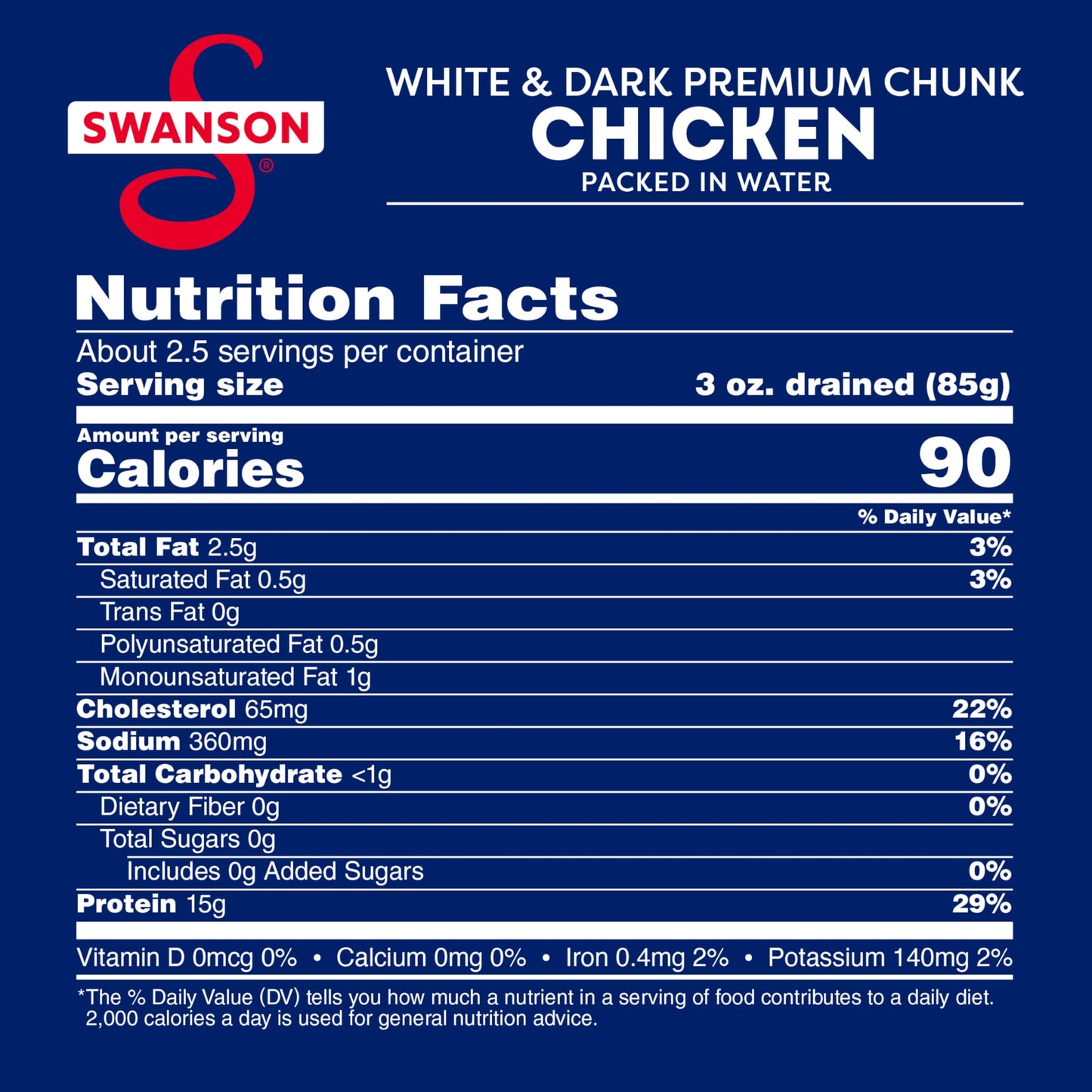 Swanson White And Dark Premium Chunk Canned Chicken Breast In Water, Fully Cooked Chicken, 9.75 Oz Can (Case Of 12)
