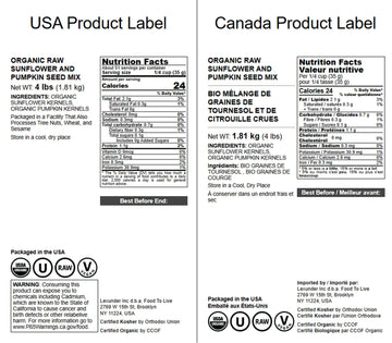 Food To Live Organic Sunflower And Pumpkin Seed Mix, 4 Pounds - Natural Snack, Rich In Protein, Perfect For Snacking, Baking And