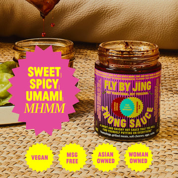 FLYBYJING Sweet+Spicy Sichuan Chili Sauce, Vegan Hot Sauce & Marinade, 6oz - Perfect for Noodles, Proteins, Veggies, Dumplings