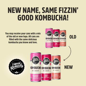 Liquid Remedy Kombucha Sugar Free Organic Drink, Low Calorie, Probiotic Like Tea For Gut Health - Fruity Faves Variety Pack - 8.