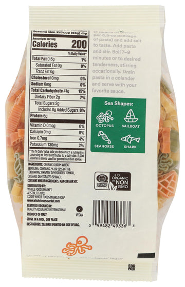 365 By Whole Foods Market, Organic Tricolor Sea Shapes Pasta, 8.8 Ounce