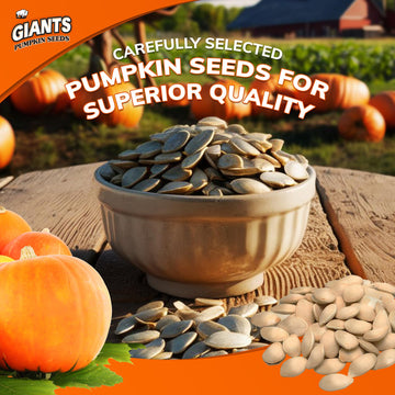 Giants Pumpkin Seeds - Pumpkin Seeds In Shell, Pumpkin Seeds To Eat, Roasted And Salted, Whole Pumpkin Seeds With Shell, High Protein Snack With 15G Protein Per Serving - 5.15 Oz