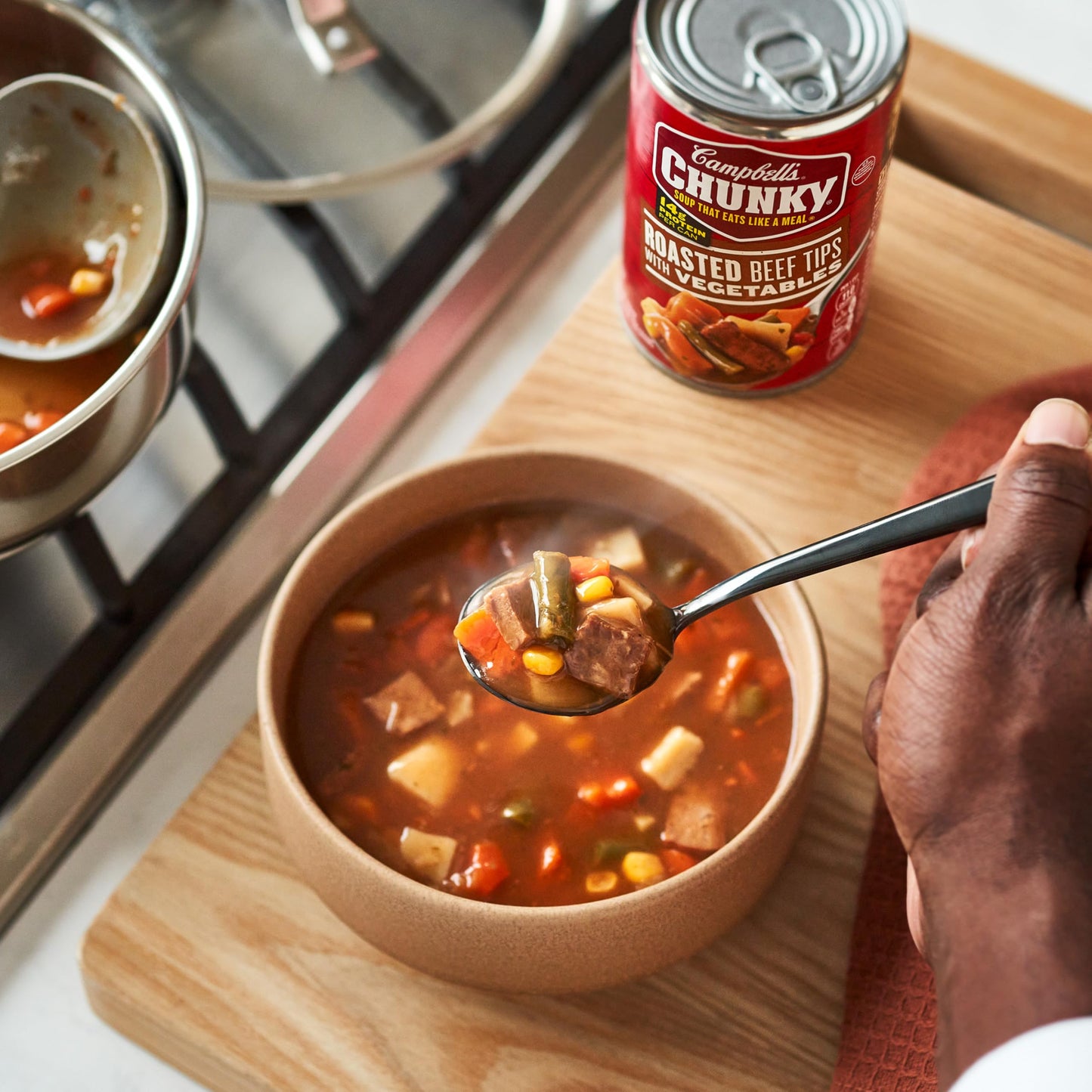Campbell's Chunky Soup Roast Beef Tips with Vegetables, 18.8 Oz Can, 1.2 lb, Pack of 1