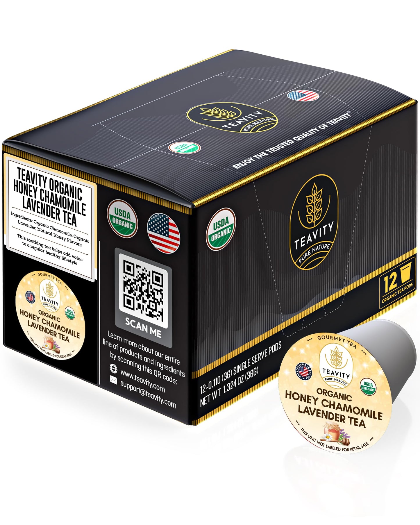 Organic Chamomile And Lavender Tea Pods For Keurig - Decaf Herbal Tea For Keurig K Cups - Honey Chamomile Lavender By Teavity (1