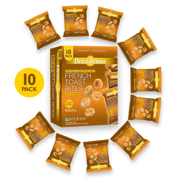 Drizzilicious Mini Rice Cakes French Toast - Rice Crisps Healthy Snack for mature-themeds and Kids Flavored Rice Cakes Vegan Gluten Free Allergen Free Only 90 Calories Per Bag - .74 oz (Pack of 10)