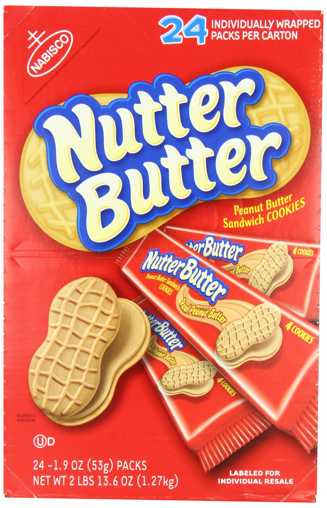 Nabisco Nutter Butter Sandwich Cookies, Peanut, 24 Count