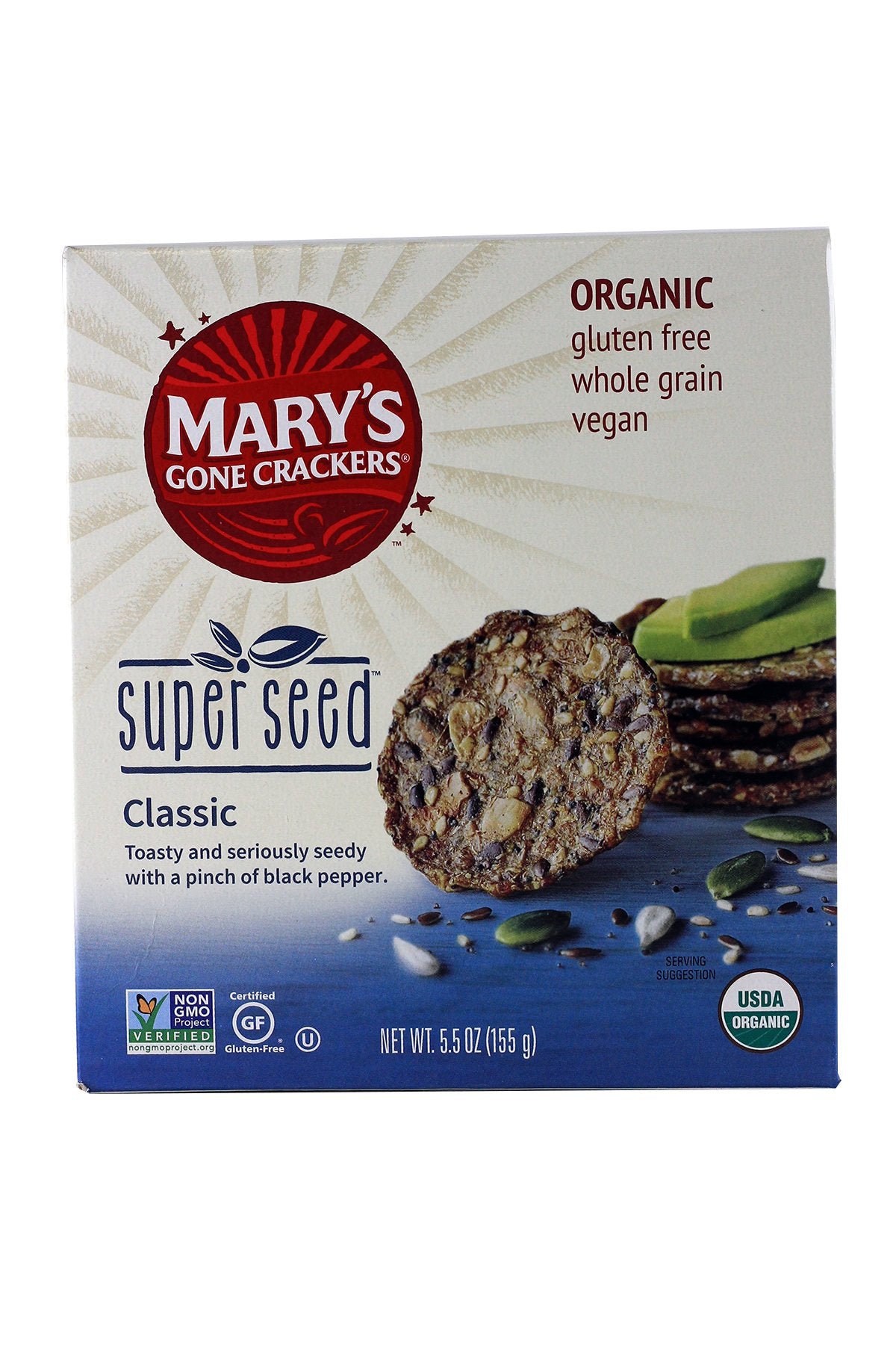 Mary'S Gone Crackers Organic Super Seed, 5.5 Oz (Pack Of 3) Gluten Free
