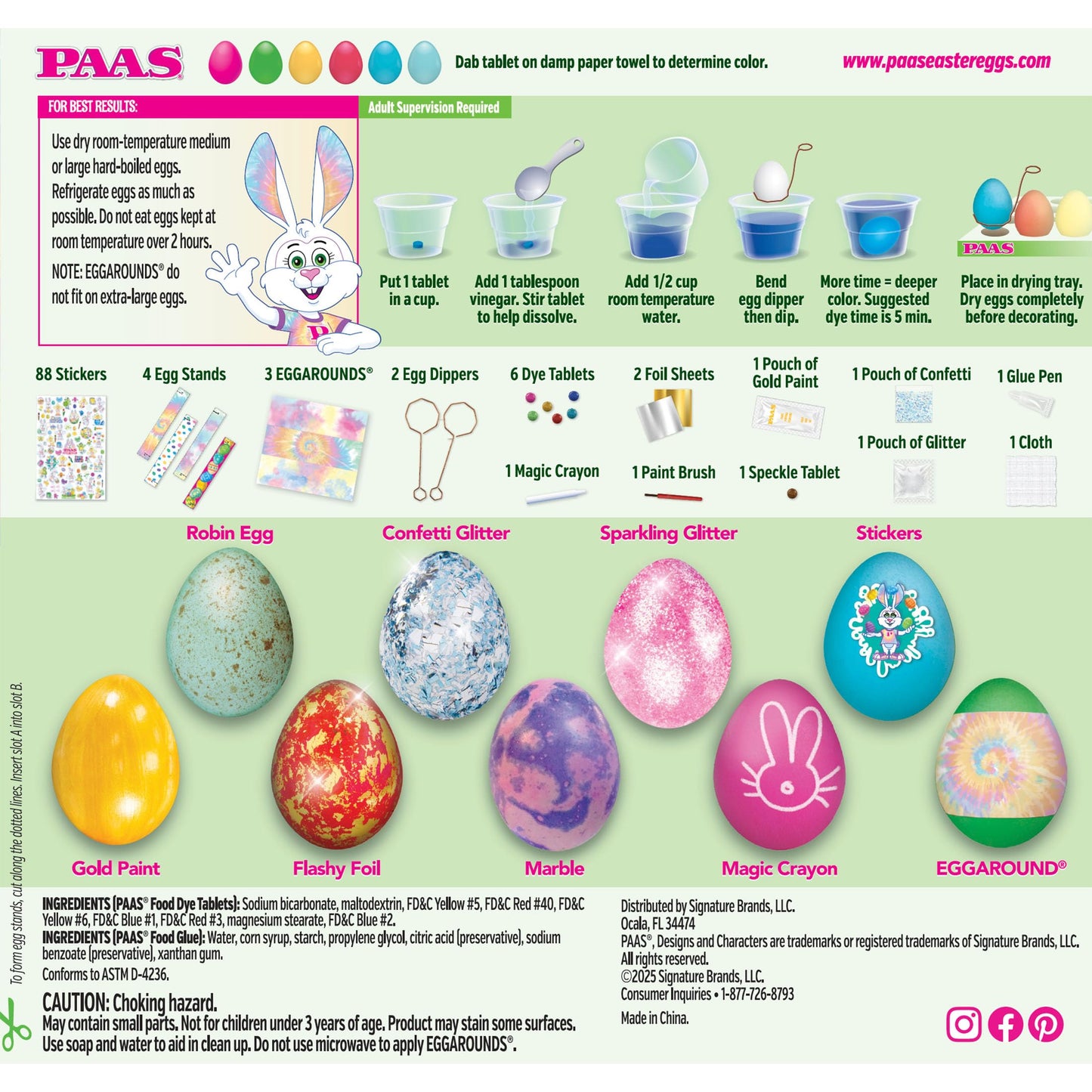 PAAS Easter Egg Decorating Kit – 9 Kits, Stickers, Glitter – 2.5 oz – Fun Family Activity – Red, Blue, Green, Yellow