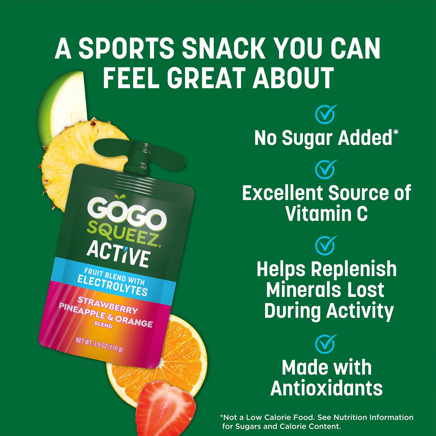 GoGo squeeZ Active Fruit Blend with Electrolytes | 18-Count Variety Pack | Blueberry Strawberry Lemon & Strawberry Pineapple Ora