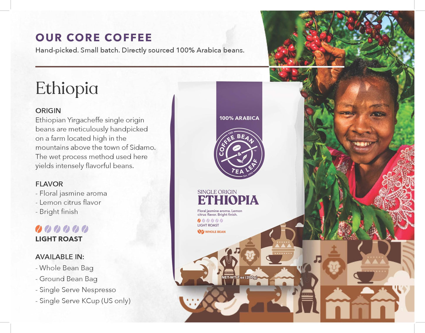 The Coffee Bean & Tea Leaf Ethiopia Single Origin Coffee K-Cups (Light Roast, 10Ct)