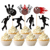 28 PCS Bowling Cupcake Toppers Glitter Bowling Alley Players Cupcake Picks Bowling Sports Cake Decorations for Indoor Bowling Al