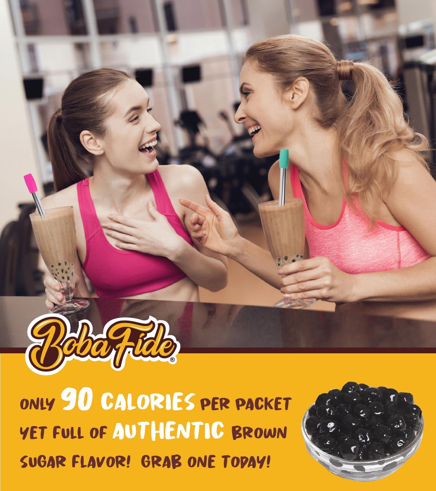 BOBA FIDE Instant Brown Sugar Boba Tapioca Pearls, 12 Packets of Microwavable Black Tapioca Pearls for Boba Bubble Tea, Ready in