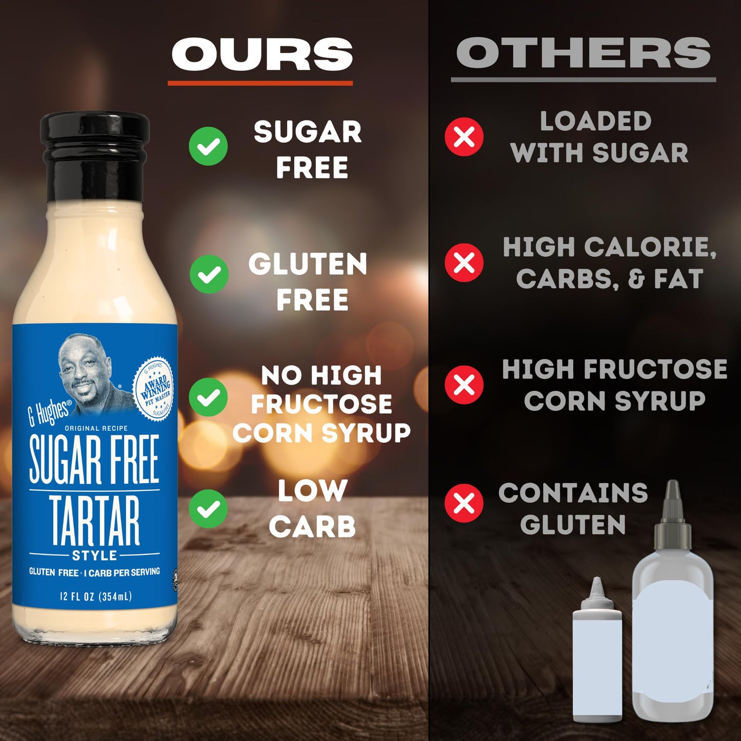 G Hughes Sugar Free Tartar Style Sauce - Tartar Sauce For Fish, Gluten Free Seafood Sauce, Great Tasting Healthy Sauce, No Added