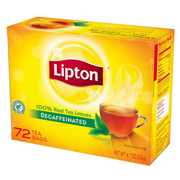 Lipton Decaffeinated Black Enveloped Tea Bags, 72 Count (Pack Of 6)