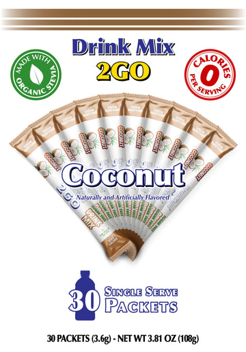 Gramzero 2Go Sticks - Coconut, Zero Calorie Sugar Free Drink Mix, Stevia Sweetened, Great For Nutrition Club Loaded Tea To Go Ki