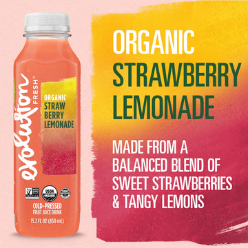 Evolution Fresh Organic Strawberry Lemonade, Organic, 100% Cold-Pressed Lemonade, No Artificial Flavors, 15.2 Fl Oz
