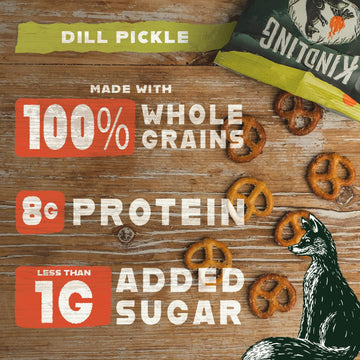 Kindling Protein Pretzels - Dill Pickle | Protein-Packed Snack | Kosher | 8 - 9G Protein Per Serving | Only 1-2G Of Total Sugar