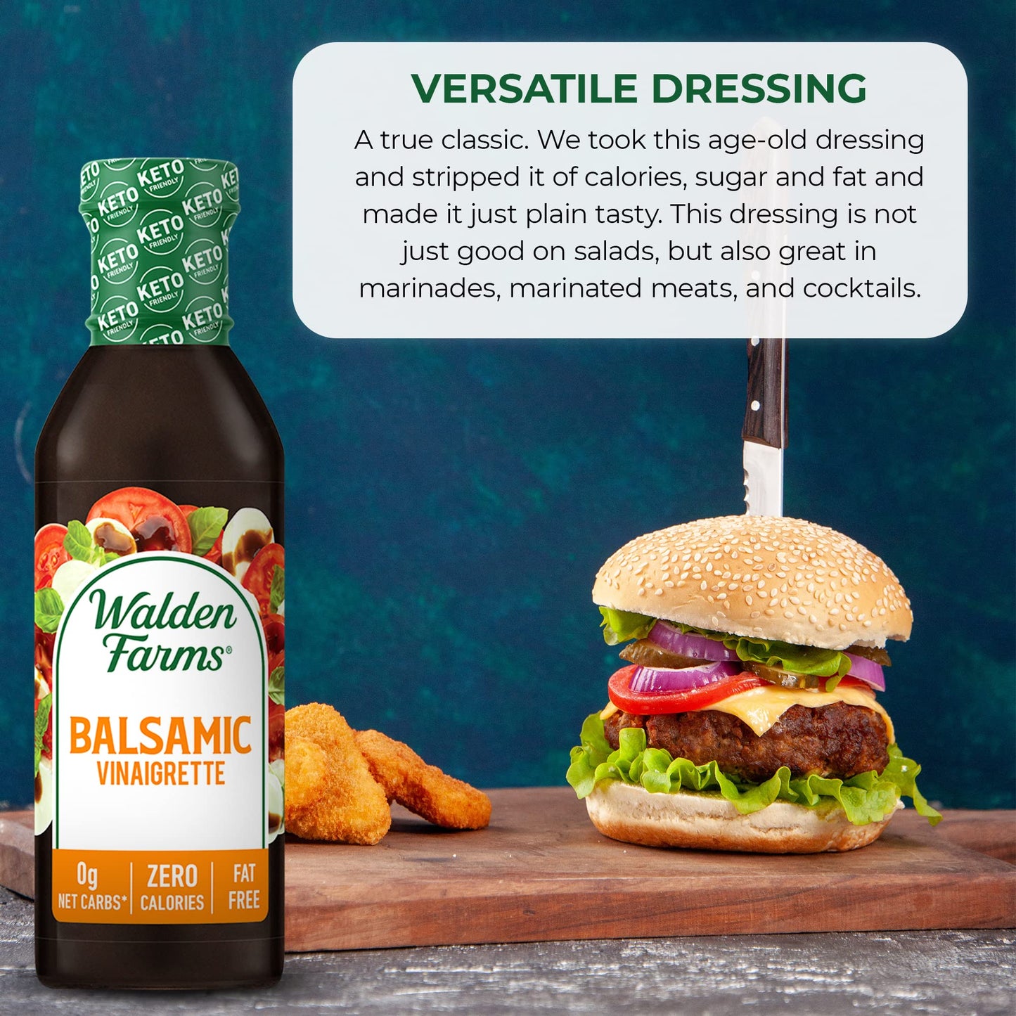Walden Farms Balsamic Vinaigrette - Calorie-Free, Gluten-Free, Low Carb, Keto-Friendly, Vegan, Sugar-Free, Dressing With Classic