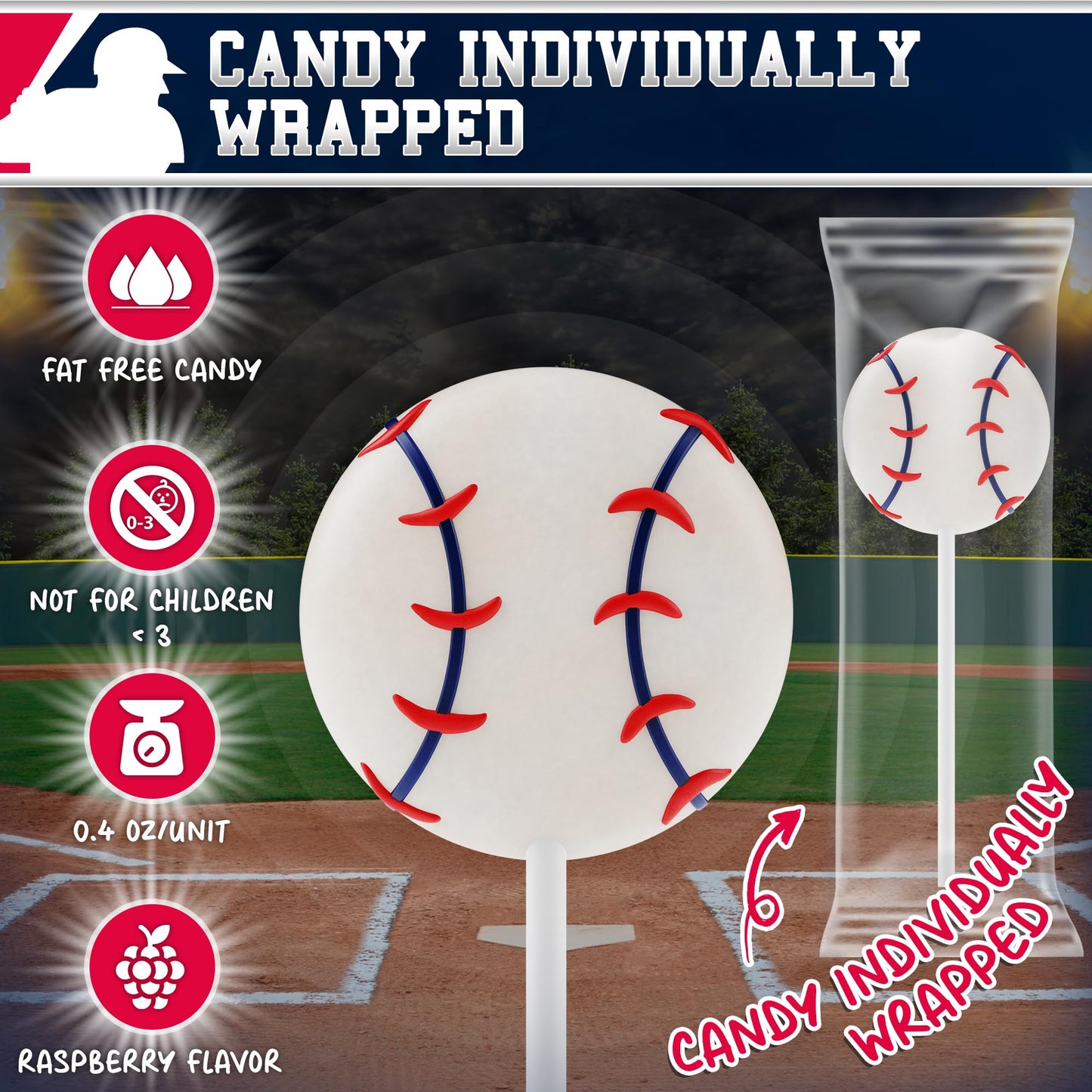 Baseball Lollipops 12Pk- Baseball Sucker Lollipops Baseball Candy As Baseball Party Favors & Baseball Goodie Bags - Baseball Sna