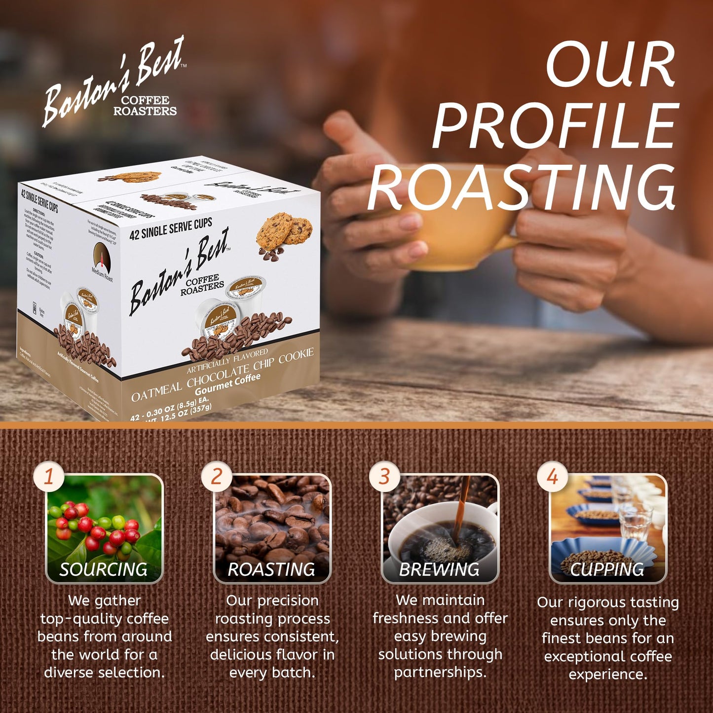 Bostons Best Oatmeal Chocolate Chip Coffee Blend, 42 Single Serve Medium Roast Cups, Compatible with Keurig Coffee Maker