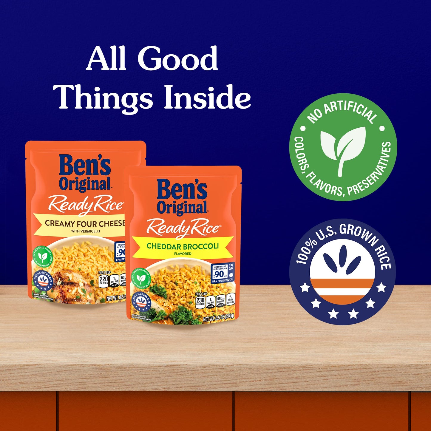 Ben'S Original Ready Rice Creamy Four Cheese And Cheddar Broccoli Variety Pack, Easy Dinner Sides, 8.5 Oz Pouch (Pack Of 6)