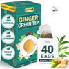 LeafLea Ginger Green Tea, 40 Individually Wrapped Bags, Soothing Green Tea Blend, Low Caffeine, Sugar-Free