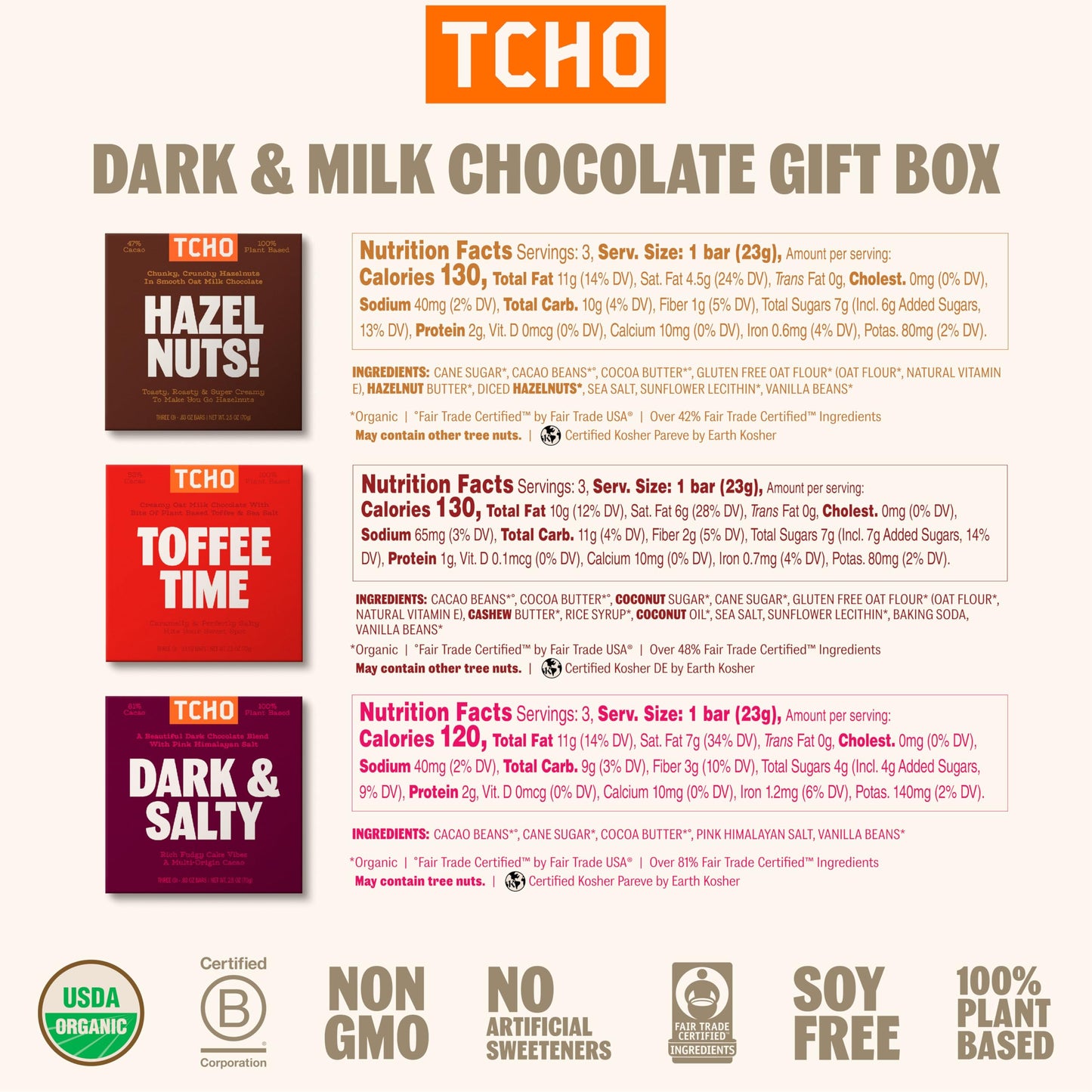 Tcho Snow Problema Gift Box - Gourmet Assortment With Choco Latte, Dark Duo, Holy Fudge, Hazel Nuts, Toffee Time, And Dark & Sal