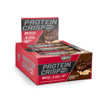 Bsn Protein Crisp Bar, Protein Snack Bars, Crunch Bars With Whey Protein And Fiber, Gluten Free, Chocolate Crunch, 12 Count (Pac