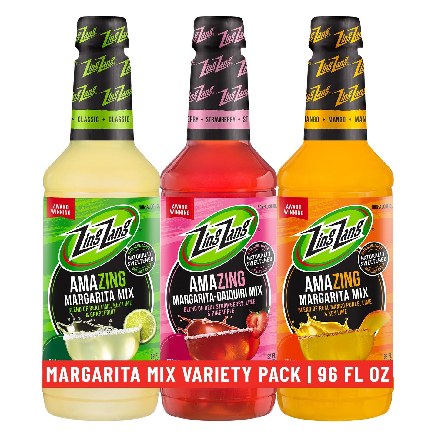 Zing Zang Margarita Mix Variety Pack - Non-Alcoholic Cocktail Mixer, 32 Fl Oz Bottle (Pack of 3)