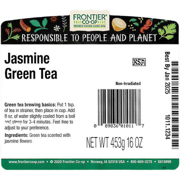 Frontier Co-Op Jasmine Green Tea 1Lb