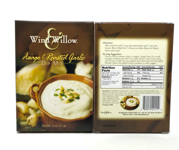 Wind & Willow Dip Mix 4 Flavor Variety Bundle: Cheesy Bacon, Roasted Red Pepper, Asagio And Roasted Garlic, And Fiesta Ranchero