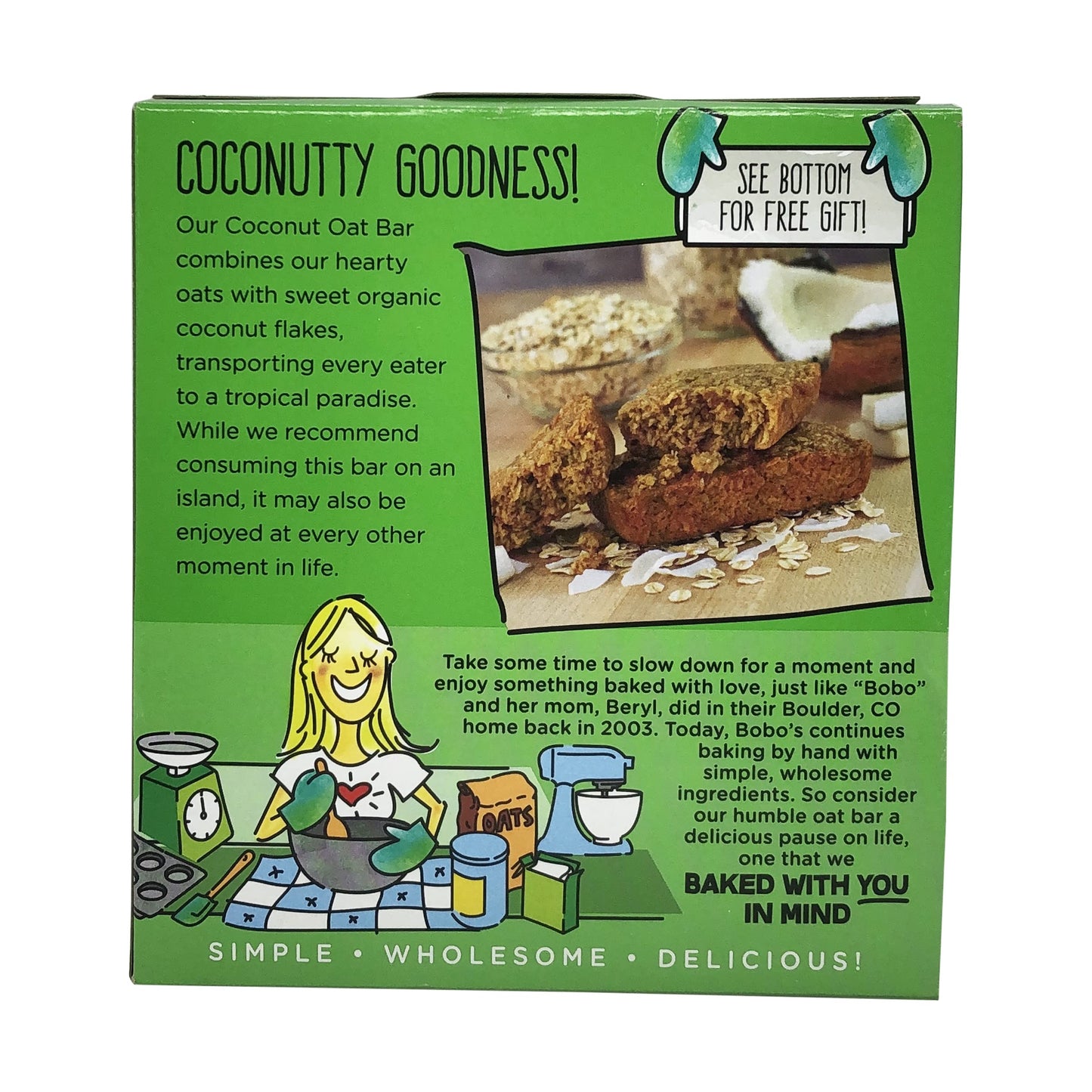 BoboS Oat Bars Coconut Oat Bar 4 Count, 3 Oz