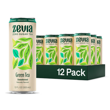 Zevia Zero Sugar, Green Tea, 12 Fl Oz Cans (Pack Of 12)