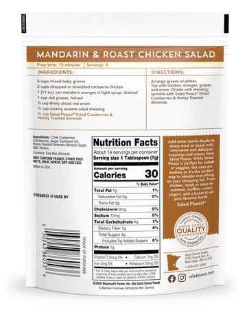 Salad Pizazz! Almond Toppings, Honey Roasted With Cranberries - Snack Mix And Salad Topping - 3.5 Ounce (3.5 Oz) Resealable Bag(