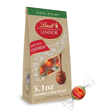 Lindt LINDOR OatMilk Chocolate Candy Truffles Non-Dairy Chocolate Truffles with Smooth Melting Truffle Center 5.1 oz.