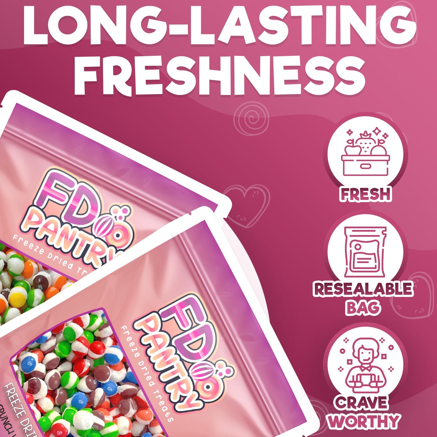 FD Pantry Freeze Dried Candy Variety Pack - 2 Pack, 2 Pounds - Original Rainbow & Wildberry Fruit Crunch
