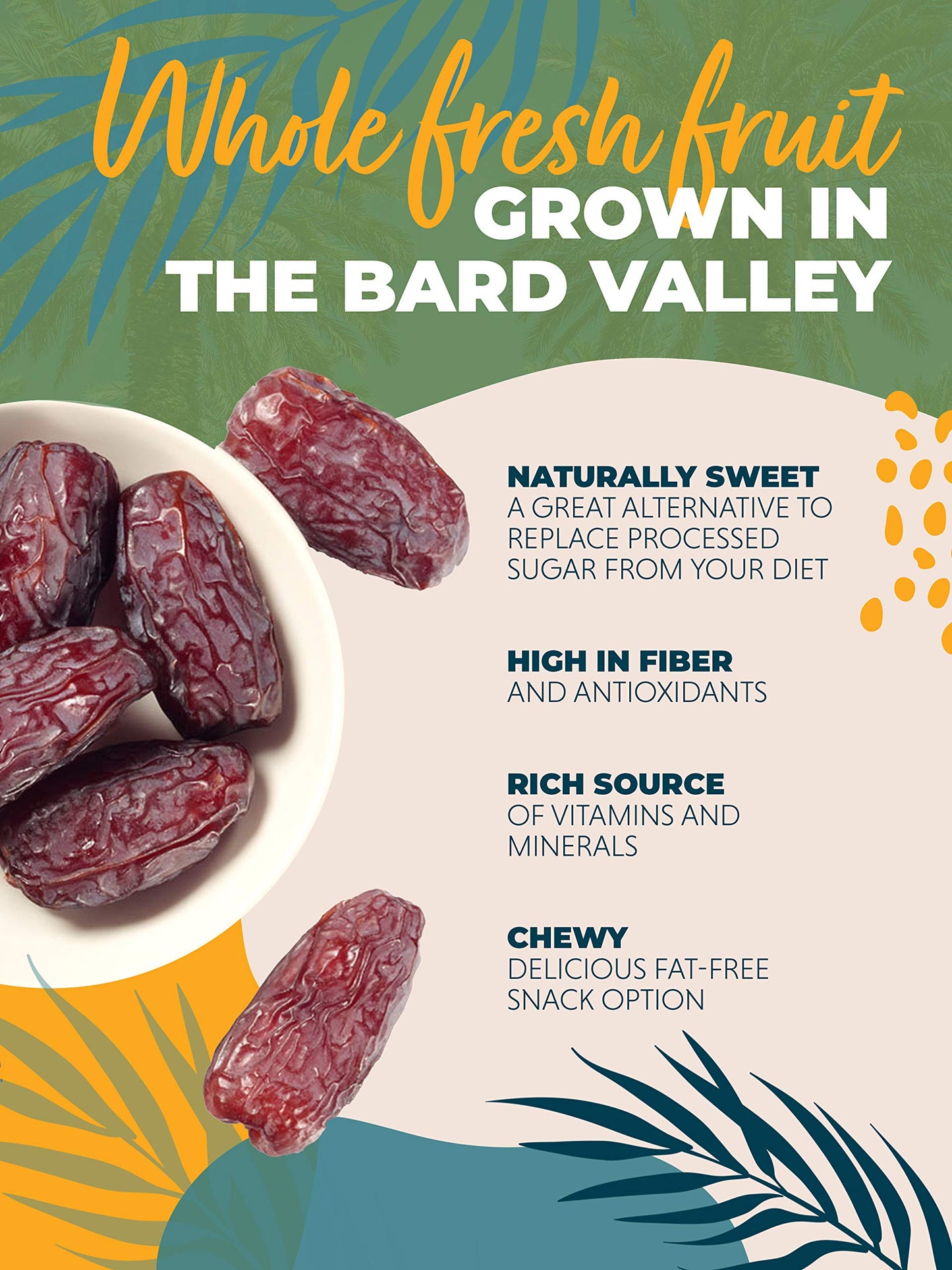 Natural Delights Organic Medjool Dates, Jumbo Pitted, Non-GMO, 12 oz Container