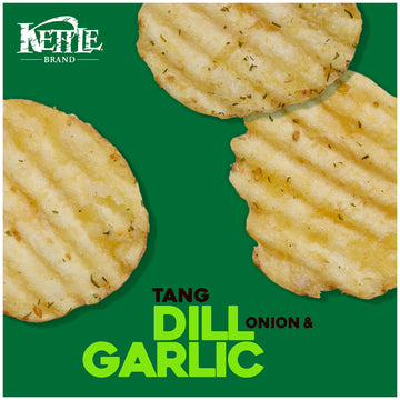 Kettle Brand Potato Chips, Krinkle Cut, Dill Pickle Kettle Chips, Snack Bag 2 Oz