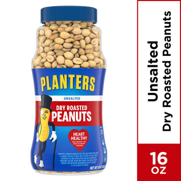 PLANTERS Unsalted Dry Roasted Peanuts, 16 Ounce (4 Pack), 1 Pound Total