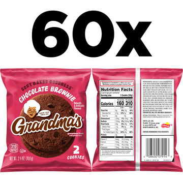 Grandma's Cookies Chocolate Brownie, 60 Count Pack - Delicious 2.5 Ounce Treats for Snack Lovers