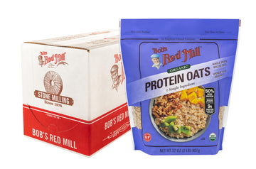 Bob s Red Mill Organic Gluten Free Protein Oats, 32oz (Pack of 4) - 9g/Serving, Non GMO, Whole Grain, Plant Based Protein, Vega