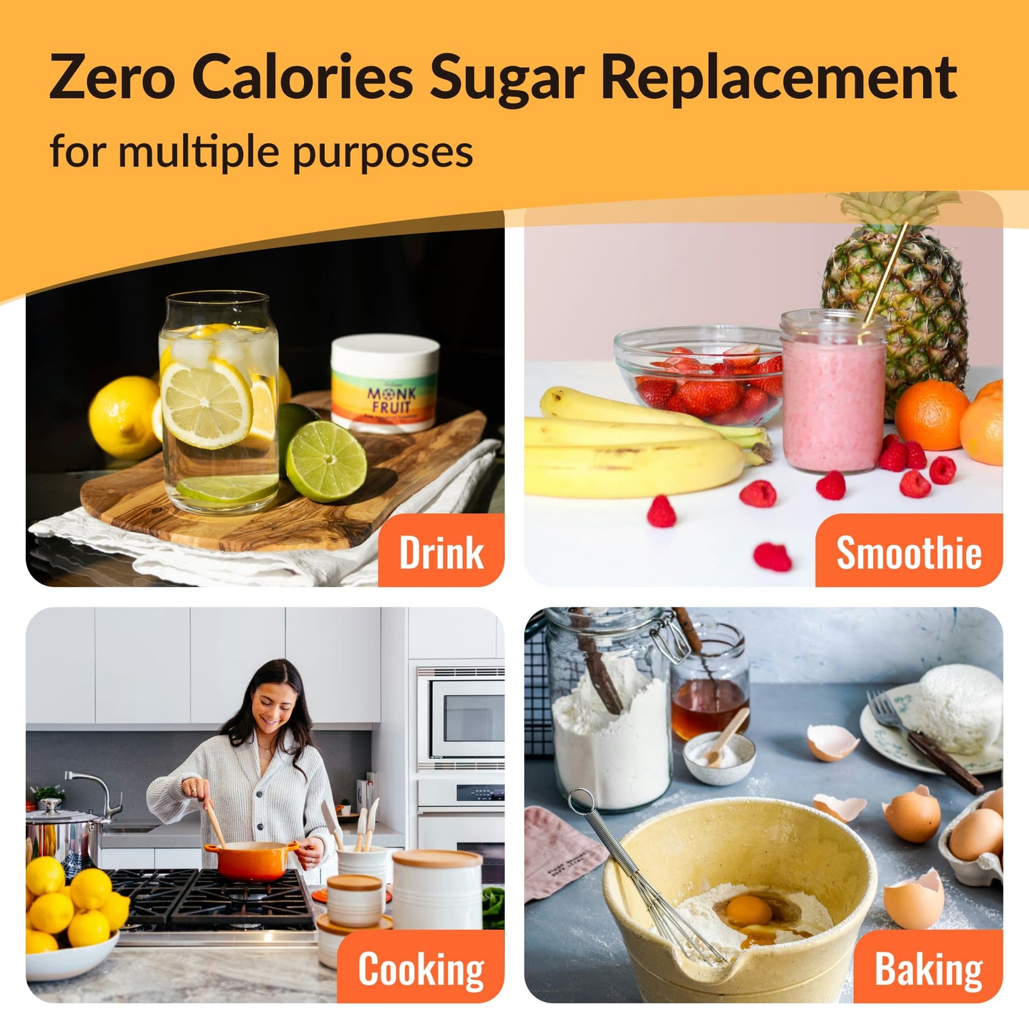 NAMANNA Pure Monk Fruit Sweetener No Erythritol-Zero calorie sugar substitute, Zero Carb, Sugar free From Monk Fruit Extract, Gr