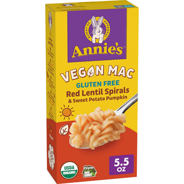 Annie'S Vegan Mac, Red Lentil Spirals With Sweet Potato Pumpkin Sauce, Gluten Free Pasta And Sauce, 5.5 Oz