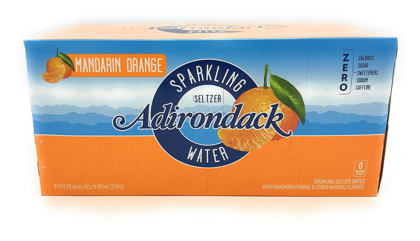 ADIRONDACK BEVERAGES Mandarin Orange Seltzer Water 8 Pack, 12 FZ