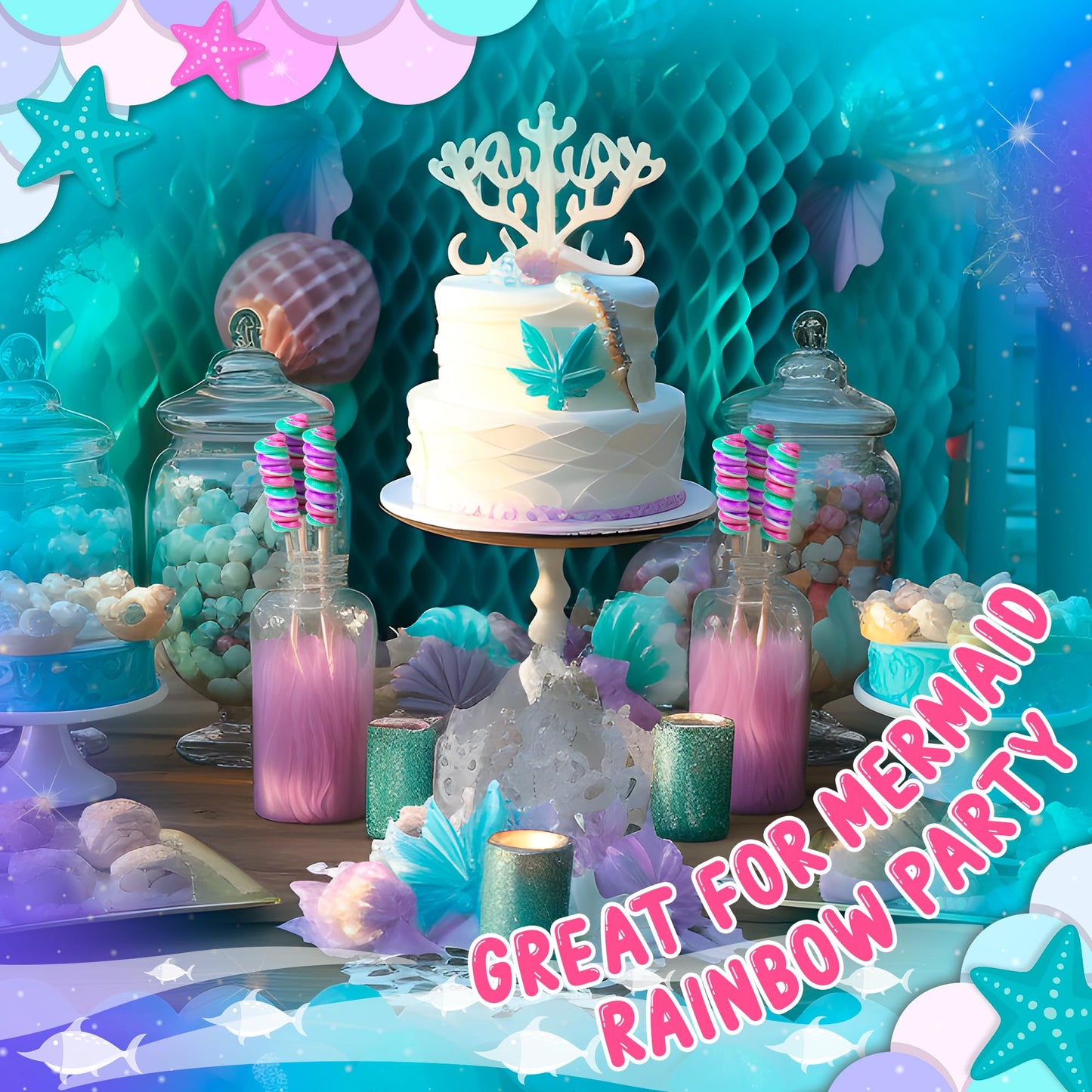 Mermaid Lollipops 20Pk- Swirl Lollipops Mermaid Candy For Little Mermaid Party Favors & Mermaid Party Supplies - Mermaid Suckers