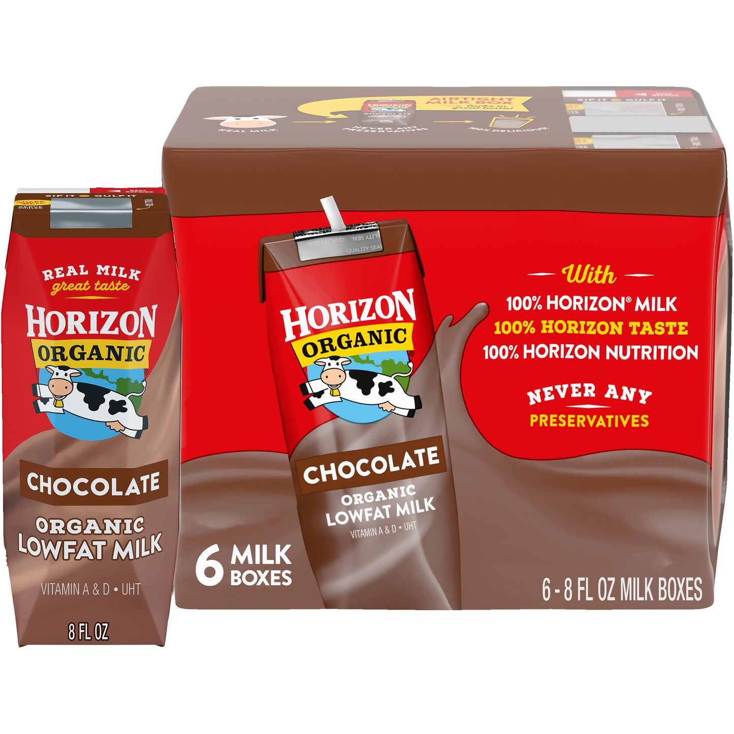 Horizon Organic, 1% Low Fat Milk, Chocolate, 6pk, 8oz