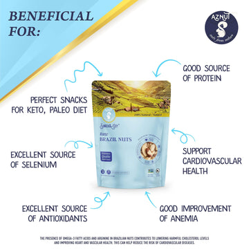 Aznut Brazil Nuts, Superior To Natural And Raw Shelled, No Ppo, Vegan And Keto Friendly, Gluten Free, Peanut Free And Vegan, Non