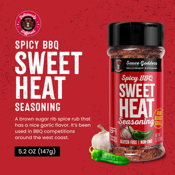 Sauce Goddess Spicy BBQ Sweet Heat Spice Shaker, Barbeque Rub with Brown Sugar and Garlic, 5.2 oz, Pack of 1