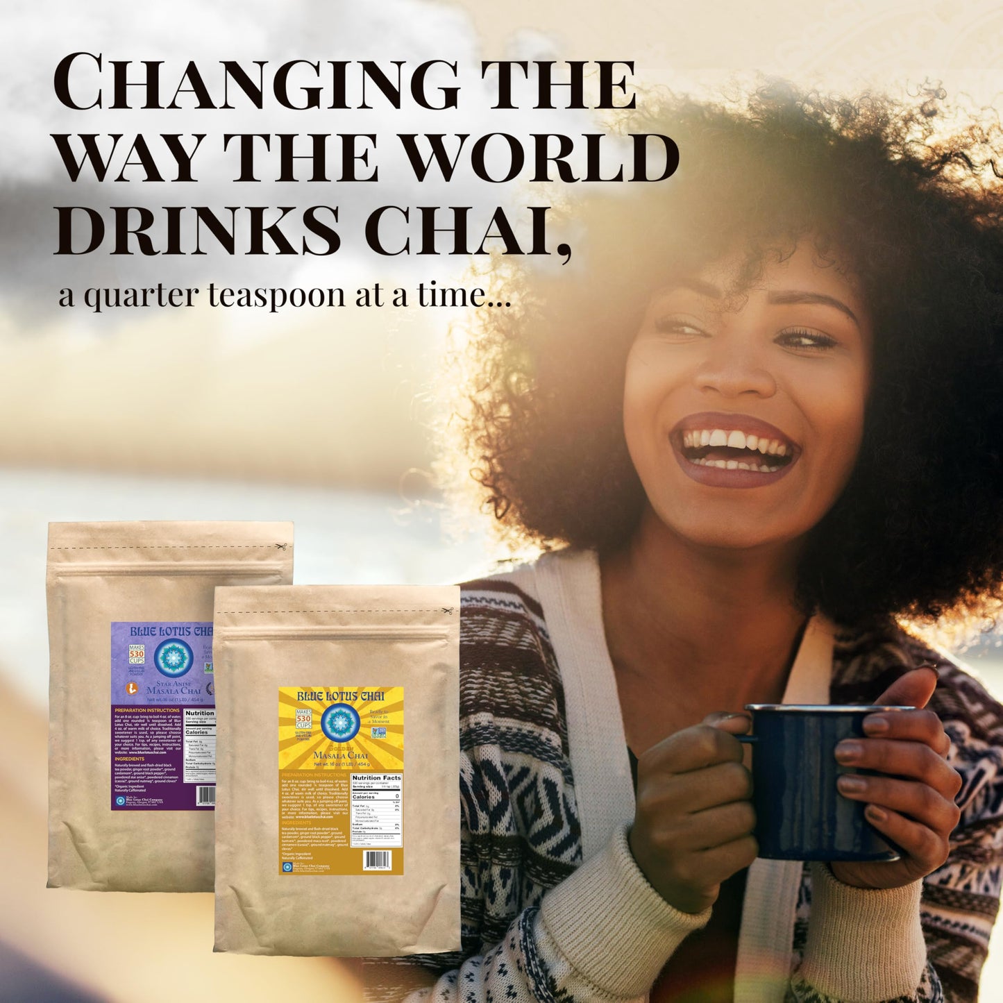 Blue Lotus Chai - Rooibos Masala Chai - Makes 530 Cups - 1 Pound Bulk Bag Masala Spiced Chai Powder With Organic Spices - Instan