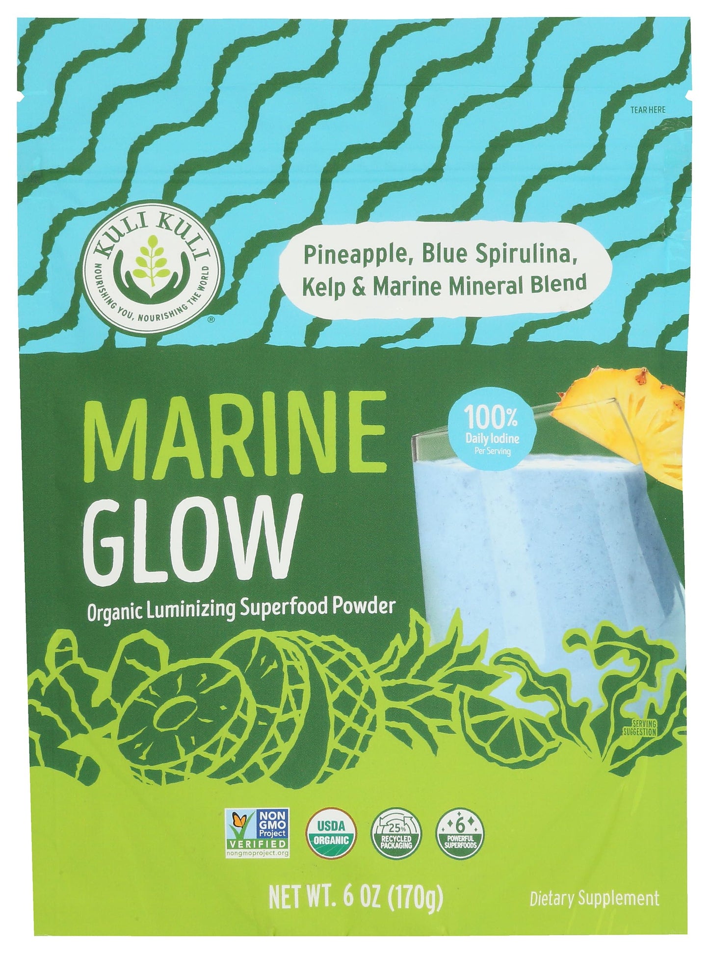 Kuli Kuli Mo Organic Luminizing Superfood Powder, Marine Glow, Non GMO, 6 Ounces (Pack of 1)